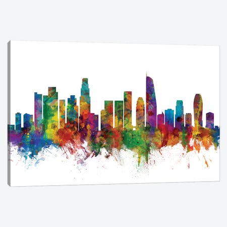 Los Angeles, California Skyline Canvas Print #MTO1092} by Michael Tompsett Canvas Art Print