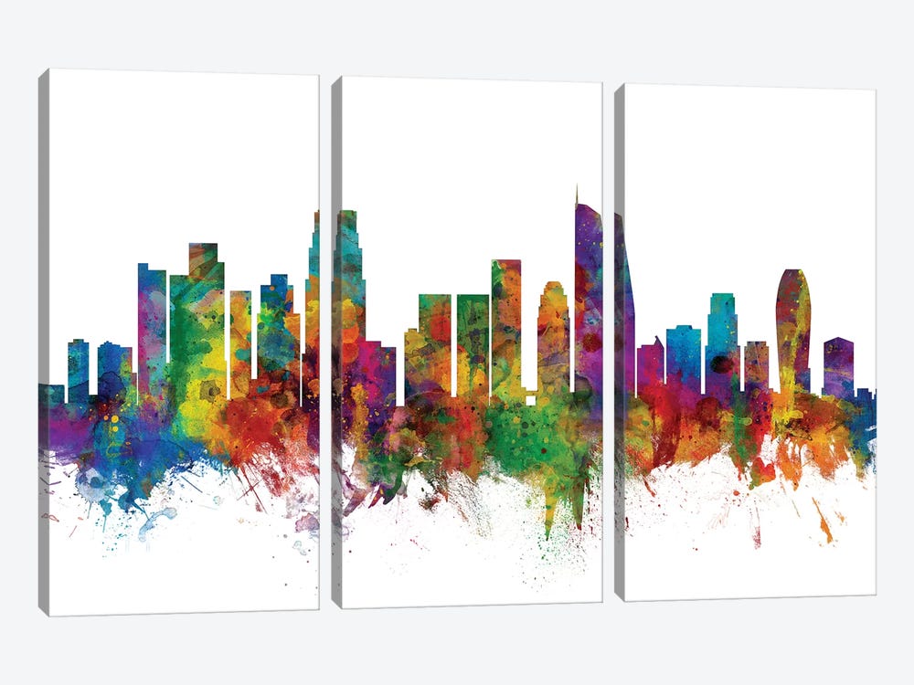 Los Angeles, California Skyline by Michael Tompsett 3-piece Canvas Artwork