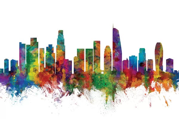 Michael Tompsett: Rainbow Blend Los Angeles, California Skyline by Michael Tompsett