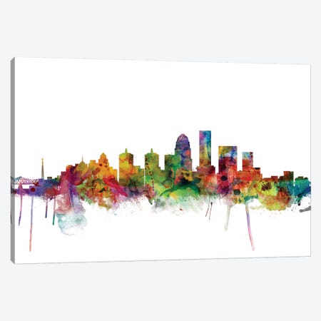 Louisville, Kentucky City Skyline Canvas Print #MTO1093} by Michael Tompsett Art Print