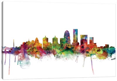 Louisville, Kentucky City Skyline Canvas Art Print - Kentucky Art