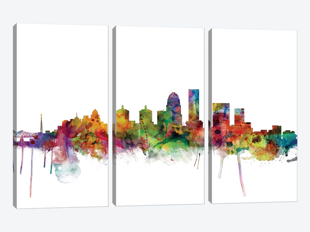 Louisville, Kentucky City Skyline by Michael Tompsett 3-piece Canvas Print
