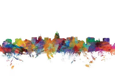 Rainbow Blend Madison, Wisconsin Skyline by Michael Tompsett framed wall art