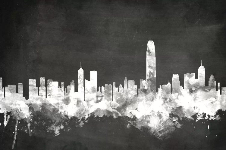 Blackboard Skyline Of  Hong Kong, People's Republic Of China