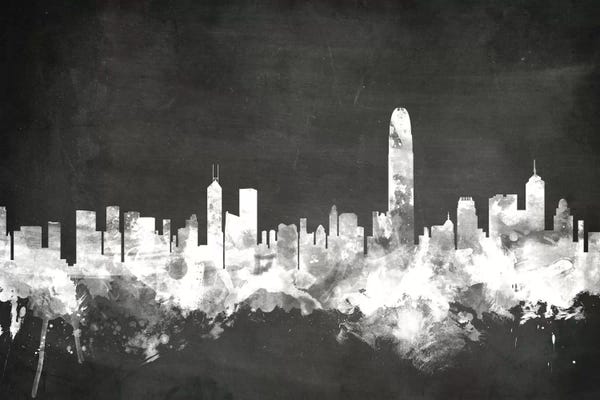 China: Blackboard Skyline Of  Hong Kong, People's Republic Of China by Michael Tompsett