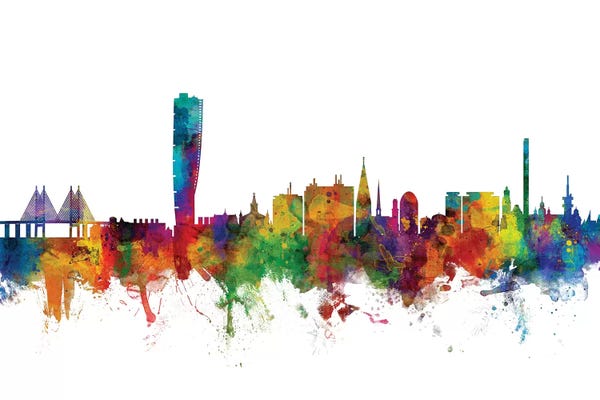 Sweden: Rainbow Blend Malmo, Sweden Skyline by Michael Tompsett