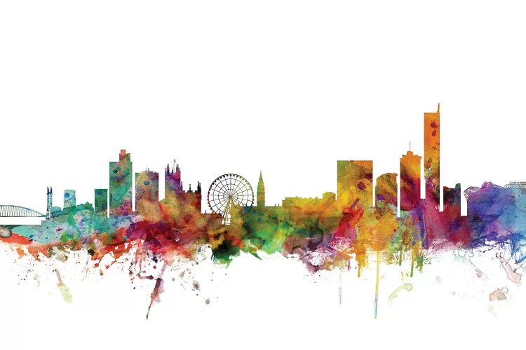 Rainbow Blend Manchester, England Skyline by Michael Tompsett wall art