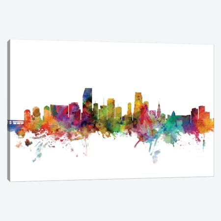Miami, Florida Skyline Canvas Print #MTO1104} by Michael Tompsett Canvas Art