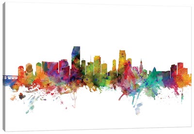 Miami, Florida Skyline Canvas Art Print - Miami Skylines