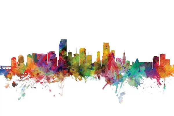 Miami Skylines: Rainbow Blend Miami, Florida Skyline by Michael Tompsett