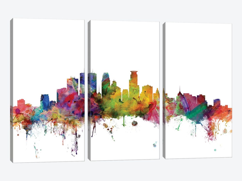 Minneapolis, Minnesota Skyline by Michael Tompsett 3-piece Canvas Wall Art
