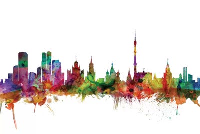 Rainbow Blend Moscow, Russia Skyline by Michael Tompsett multi panel art