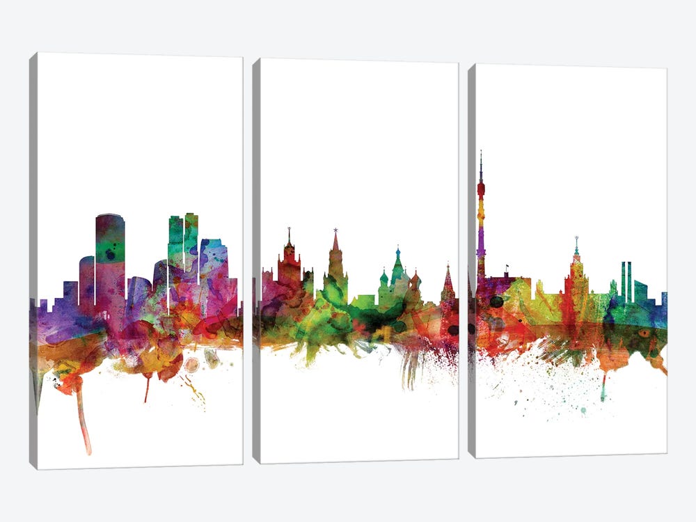 Moscow, Russia Skyline by Michael Tompsett 3-piece Canvas Print