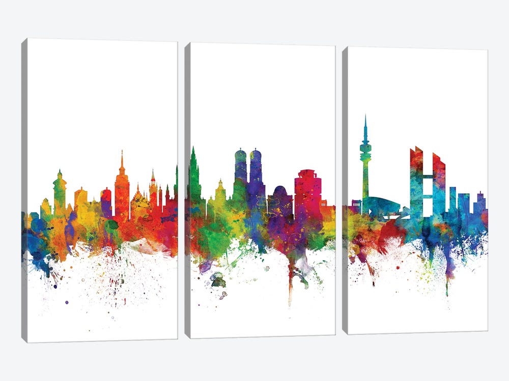 Munich, Germany Skyline by Michael Tompsett 3-piece Canvas Print