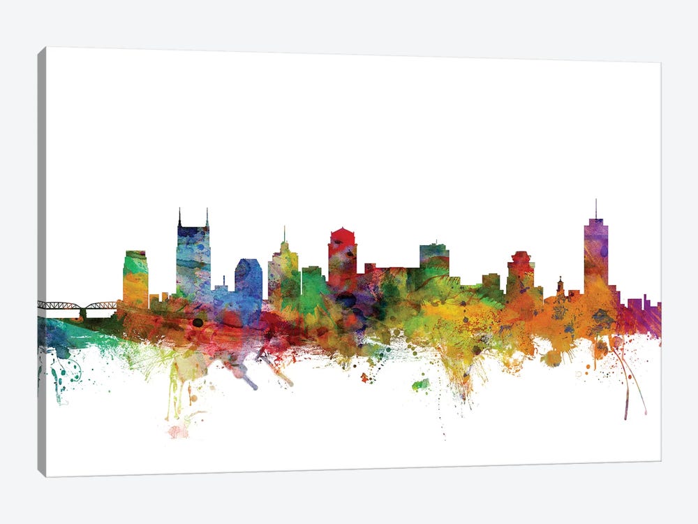 Nashville, Tennessee Skyline by Michael Tompsett 1-piece Canvas Artwork