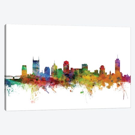 Nashville, Tennessee Skyline Canvas Print #MTO1113} by Michael Tompsett Canvas Art