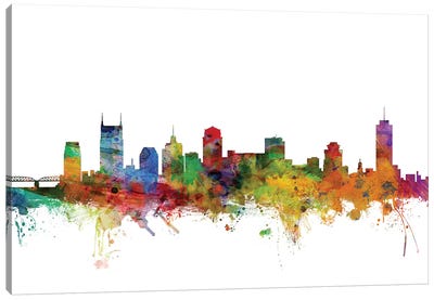 Nashville, Tennessee Skyline Canvas Art Print - Michael Tompsett