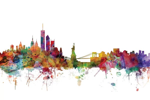 Sculptures & Statues: Rainbow Blend New York Skyline by Michael Tompsett