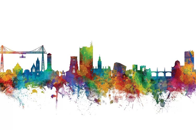 Rainbow Blend Newport, Wales Skyline by Michael Tompsett wall art