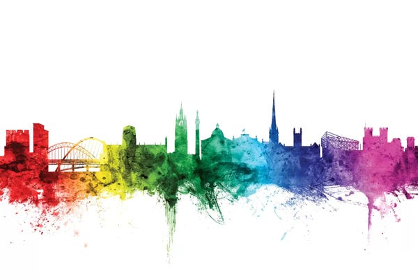 Newcastle: Rainbow Skyline Of Newcastle, England, United Kingdom by Michael Tompsett