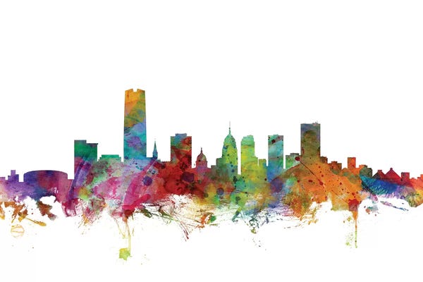 Oklahoma: Rainbow Blend Oklahoma City Skyline by Michael Tompsett