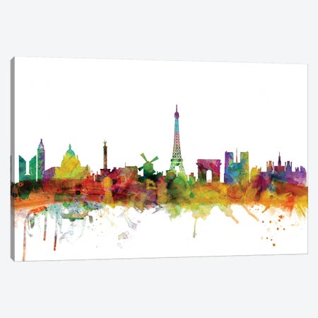 Paris, France Skyline Canvas Print #MTO1128} by Michael Tompsett Art Print