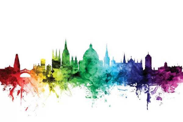 Oxford: Rainbow Skyline Of Oxford, England, United Kingdom by Michael Tompsett