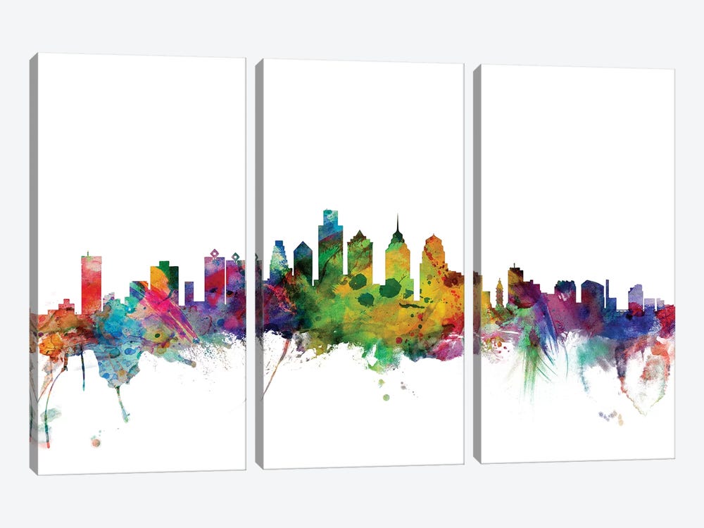Philadelphia, Pennsylvania Skyline by Michael Tompsett 3-piece Canvas Art Print