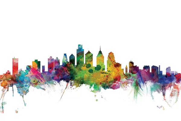 Michael Tompsett: Rainbow Blend Philadelphia, Pennsylvania Skyline by Michael Tompsett