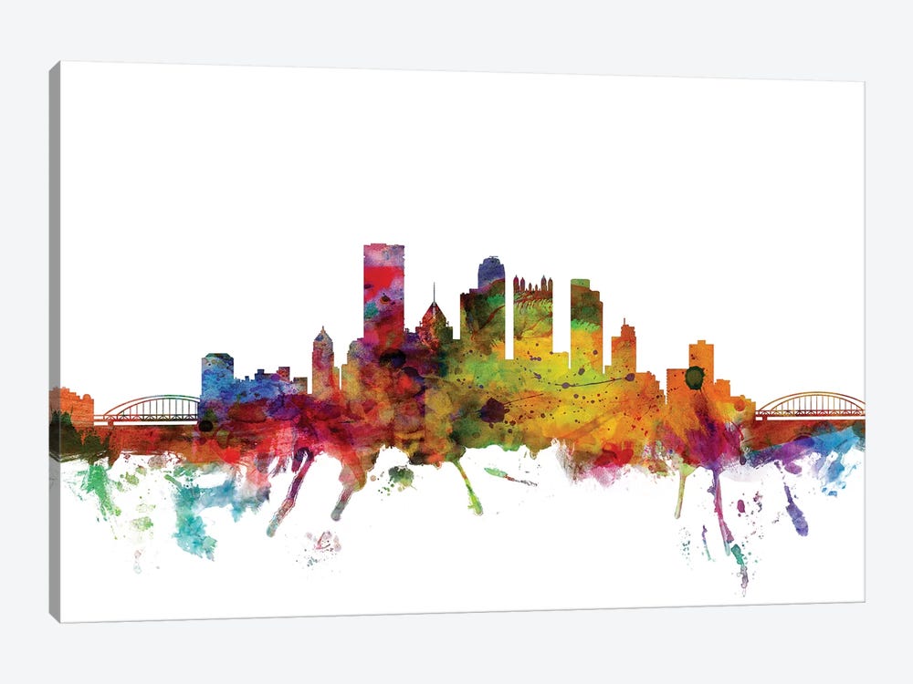 Pittsburgh, Pennsylvania Skyline by Michael Tompsett 1-piece Canvas Art Print
