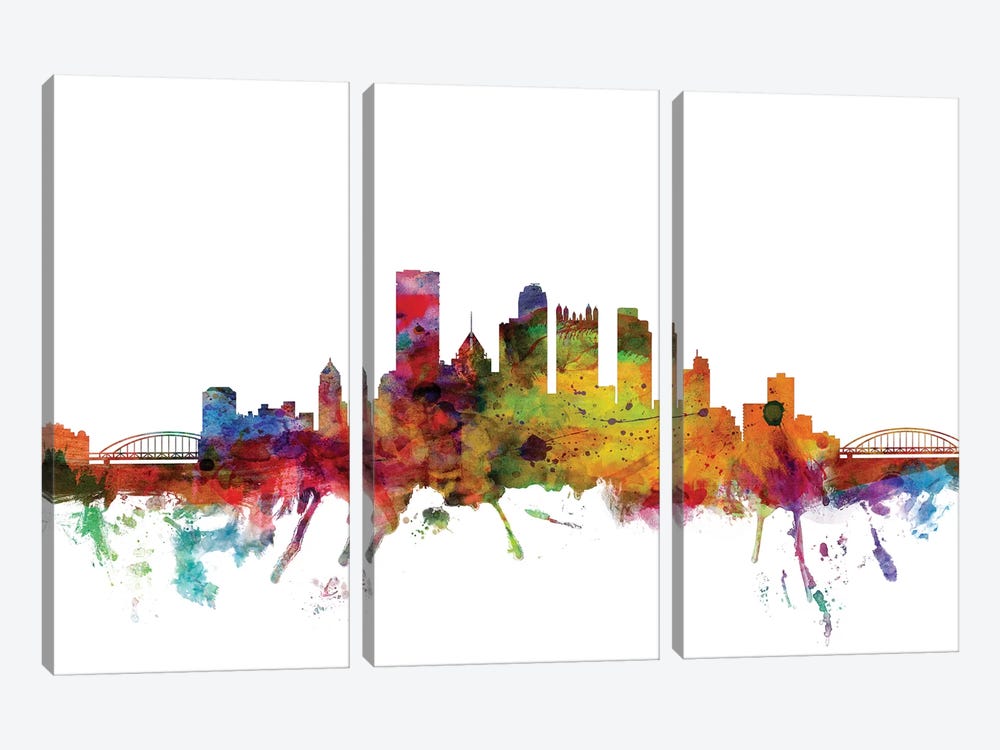 Pittsburgh, Pennsylvania Skyline by Michael Tompsett 3-piece Canvas Art Print