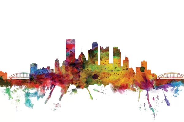 Pittsburgh: Rainbow Blend Pittsburgh, Pennsylvania Skyline by Michael Tompsett