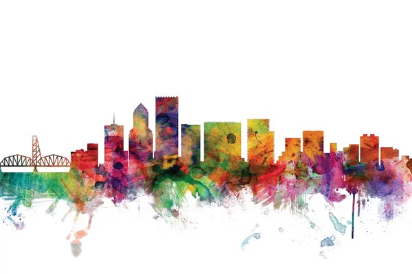 Oregon: Rainbow Blend Portland, Oregon Skyline by Michael Tompsett