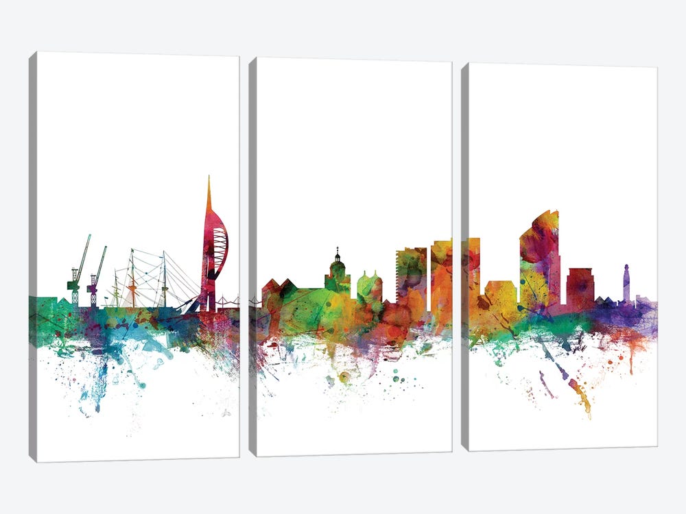 Portsmouth, England Skyline by Michael Tompsett 3-piece Canvas Print