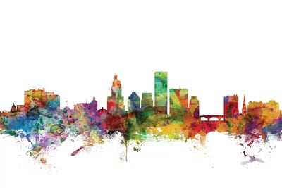 Rainbow Blend Providence, Rhode Island Skyline by Michael Tompsett art print