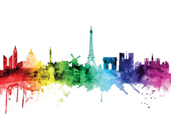 Michael Tompsett: Rainbow Skyline Of Paris, France by Michael Tompsett