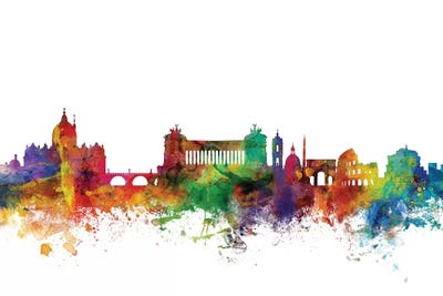 Rainbow Blend Rome, Italy Skyline by Michael Tompsett framed canvas print