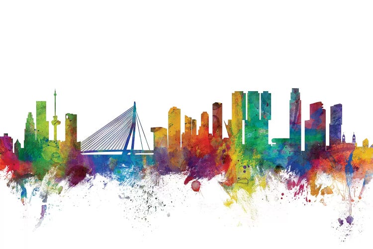 Rainbow Blend Rotterdam, The Netherlands Skyline by Michael Tompsett wall art
