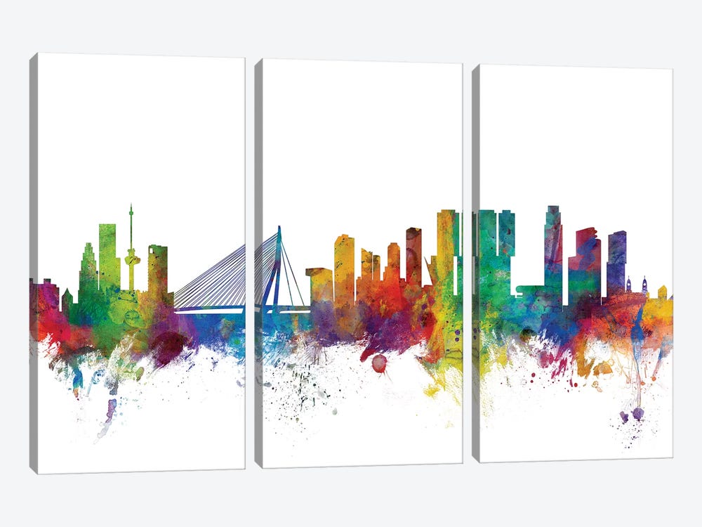 Rotterdam, The Netherlands Skyline by Michael Tompsett 3-piece Canvas Print