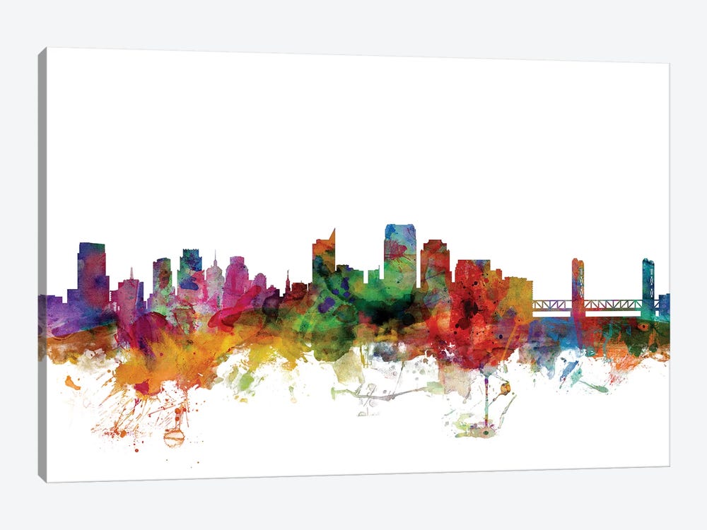 Sacramento, California Skyline by Michael Tompsett 1-piece Canvas Wall Art