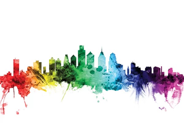 Michael Tompsett: Rainbow Skyline Of Philadelphia, Pennsylvania, USA by Michael Tompsett