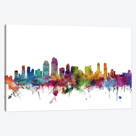 San Diego, California Skyline Canvas Print #MTO1152} by Michael Tompsett Canvas Wall Art