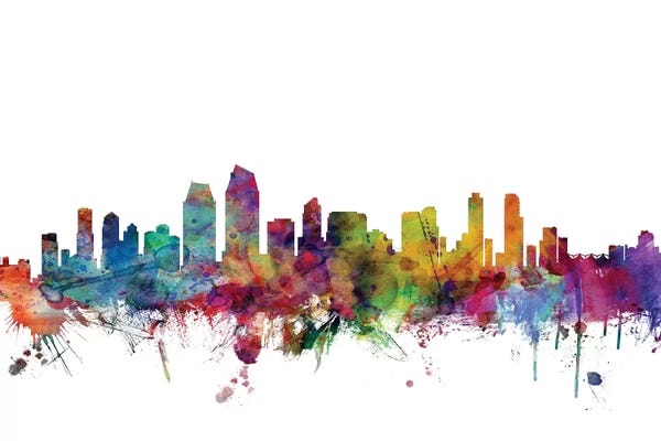 Michael Tompsett: Rainbow Blend San Diego, California Skyline by Michael Tompsett