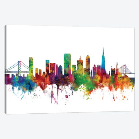 San Francisco, California Skyline Canvas Print #MTO1154} by Michael Tompsett Canvas Art Print