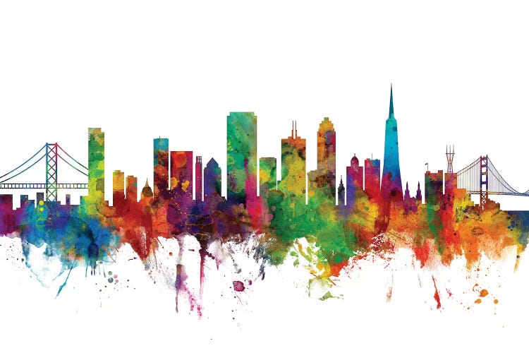 Rainbow Blend San Francisco, California Skyline by Michael Tompsett wall art