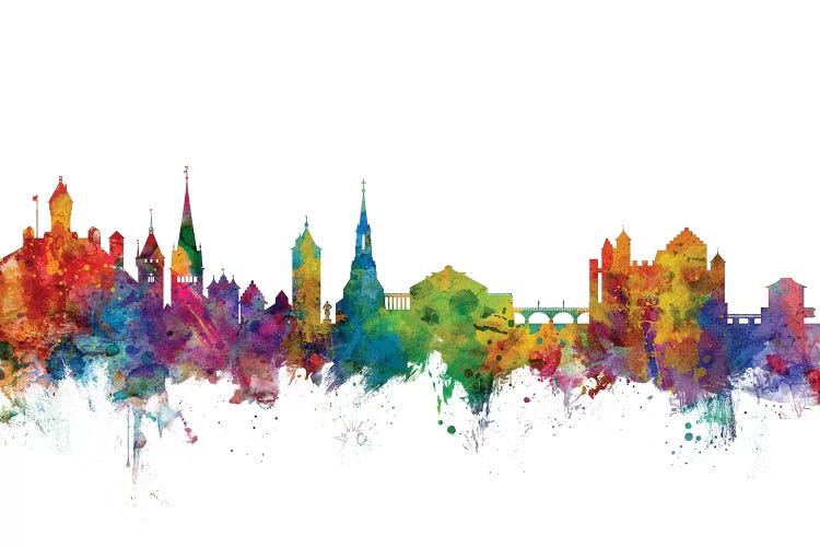 Rainbow Blend Schaffhausen, Switzerland Skyline by Michael Tompsett wall art