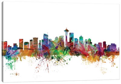 Seattle, Washington Skyline Canvas Art Print - Washington Art
