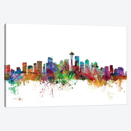 Seattle, Washington Skyline Canvas Print #MTO1157} by Michael Tompsett Canvas Print