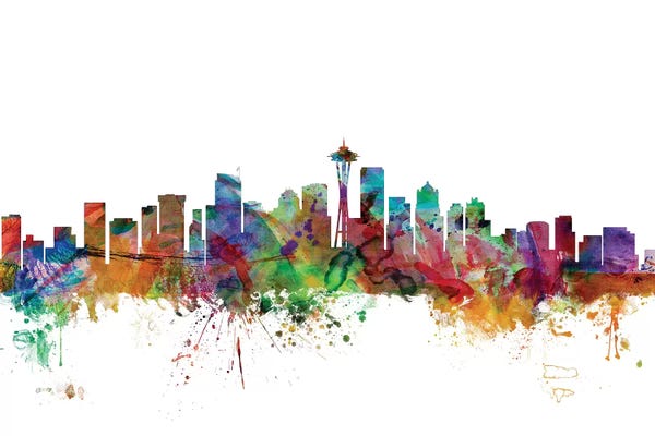 Washington: Rainbow Blend Seattle, Washington Skyline by Michael Tompsett
