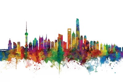 Rainbow Blend Shanghai, China Skyline by Michael Tompsett acrylic art print